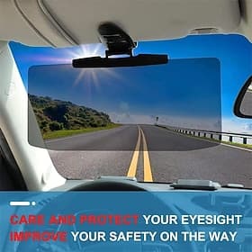 2-in-1 Car Sun Visor Extender for Day Night Driving, Anti-Glare Shield for Windshield, Universal Automotive HD Vision Sunshade Reduces Eye Strain, Improves Saf