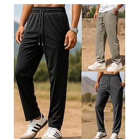 Men's Running Pants Sports Trousers Jogger Sweatpants Drawstring Pocket Straight Bottoms Gym Athleisure Workout Summer Spring Lightweight Breathable Fishing Hi