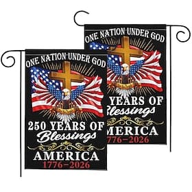 2 pcs U.S. 250th Anniversary Garden Flag Featuring Patriotic Eagle, Cross and One Nation Under God Durable Outdoor Yard Decoration for Celebrations thumbnail 2