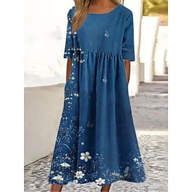 Women's Midi Dress Sheath Dress T Shirt Dress Tee Dress A Line Dress Summer Dress Vacation Casual Boho Daily Summer Dress Spring Dress Loose Fit Floral Graphic
