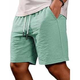 Men's Shorts Summer Shorts Beach Shorts Casual Shorts Patchwork Pocket Elastic Waist Plain Comfort Breathable Knee Length Casual Outdoor Beach Vacation Fashion