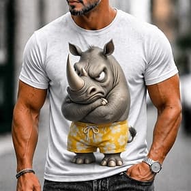 Herren Tiermotiv Lustig T Shirt Kurzarm T-Shirt 3D-Druck Rundhalsausschnitt Hemd Übertrieben Designer Party Ferien Blau Schwarz Weiß Sommer Frühling Bekleidung