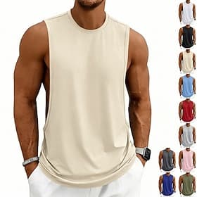 Men's Sleeveless Tank Top Lightweight Casual Summer Beach Gym Shirt