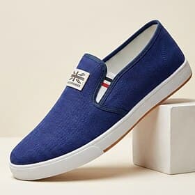 Men's Lightweight Canvas Slip-On Shoes Breathable Casual Sneakers Flexible Summer Footwear for Travel, Walking and Leisure