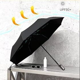 Automatic Folding Umbrella with Reinforced Frame, Thickened Ribs, Black Coating Sun Protection, UV Blocking, Portable Rain  Sun Umbrella