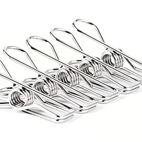 50 hochwertige Wäscheklammern aus Edelstahl – rostfreie, robuste Metallclips mit sicherem Federmechanismus, geeignet für Wäsche, Küche, Reisen, Büro und Outdoo