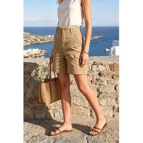 Women's Bermuda shorts Culottes Wide Leg Cargo Shorts Shorts Vacation Basic Casual Knee Length Medium Waist Plain Pocket Elastic Waistband Comfy Comfort Inelas