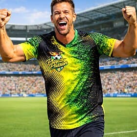 Men's Soccer Jersey Brazil Style Geometric Gradient Abstract Yellow Green Number 9 Athletic Short Sleeve T-Shirt UPF 50 Quick Dry Breathable mesh fabric 2026 S