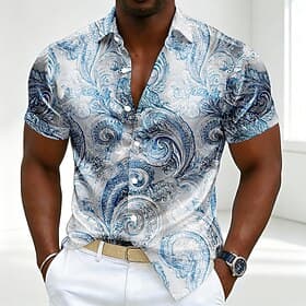 Homme Paisley Imprimé Floral Ethnique Chemise Chemise en satin Chemise habillée Manche Courte Vintage Rétro Quotidien Vacances Été Printemps Col Rabattu Impres