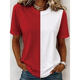 Women's T Shirt Print Floral Graphic Fashion Stylish Classic Short Sleeve Crew Neck Round Neck Regular Tops Casual Daily Weekend Blue Black Red Summer Spring