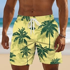 Men's Coconut Tree Gradient Color Tropical Plants Swim Trunks Bathing Suits Swim Shorts Board Shorts Mid Waist Hawaiian Outdoor Vacation Dailywear Side Pockets