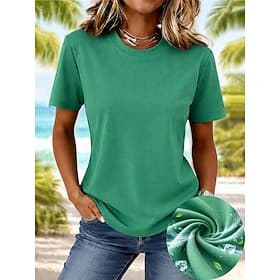 Women's T Shirt Tee Top Plain Fashion Stylish Basic Short Sleeve Crew Neck Regular Tops Daily Going out Weekend Black White Pink Red Navy Blue Summer Spring Ic