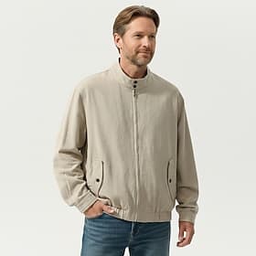 Men Lightweight Jacket Casual Outdoor Zip Up Minimalist Spring Textured Vintage Casual Daily Stand Collar Regular Beige Jacket