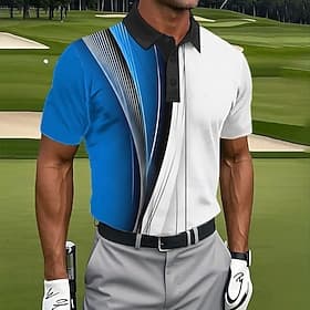 Men's Geometic Golf Sports Polo Shirts Short Sleeve Polo Shirts Collared Shirts Casual Athleisure Buttons Summer Spring Blue Red Purple