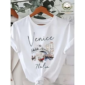 Women's 100% Cotton T Shirt Print Floral Graphic Vintage Stylish Classic Short Sleeve Crew Neck Regular Tops Casual Daily Weekend White Summer Spring thumbnail 2