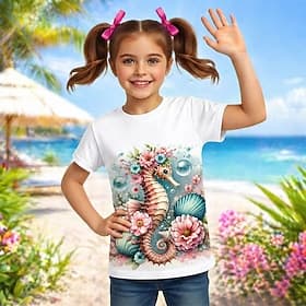 Girls' 3D Graphic Animal T shirt Tee Short Sleeve 3D Print Summer Spring Sports Fashion Streetwear Kids 4-7 Years Crew Neck Casual Daily Outdoor Regular Fit