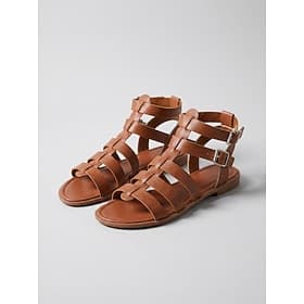 Sandales gladiateur marron à boucle pour femme, chaussures plates à brides et bout ouvert, chaussures décontractées idéales pour l'été, le shopping, les voyage