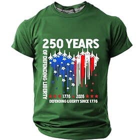 4th of July 2026 250th Men's Solid Color American US Flag T Shirt Short Sleeve T shirt 3D Print Crew Neck Shirt Vintage Retro Patriotic Daily Festival Blue Bla thumbnail 2