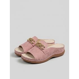 Women's Pink Clog Sandals – Open Toe Hand-Stitched Comfort Sandals with Metal Buckle For Garden, Travel  Casual Daily Wear