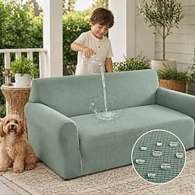100% Waterproof Elastic Sofa Cover Corn Velvet Adjustable Stretch Slipcovers Corner Couch Covers 1/2/3/4 Seater L Shape