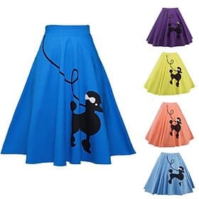 1950s Retro Vintage Grease Outfits Skirt Poodle Skirts Printing Fancy Dress Women's Carnival Masquerade Casual Daily Bachelorette Party Adults' Skirt