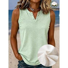 Femmes Chemise Chemisier texturé Hauts d'été Uni Élégant Classique Sans manches Col en V Henley Hauts Réguliers Occasionnel Blanche Vert Claire Violet Claire B