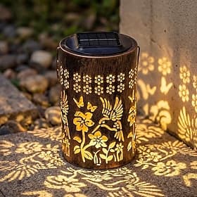 Hummingbird Solar Lantern Garden Decor, Metal Hanging Outdoor Lights Waterproof, Solar Powered Decorative Lights with Shadow Projection,Gifts for Women Mom Gra