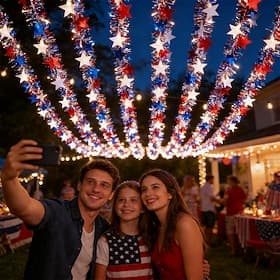 Fourth of July U.S. 250th Anniversary 6M 40 LED Patriotic Star  Flag String Lights, Red White Blue LED Strip, AAA Battery Powered, Steady  Blinking Modes, Indo