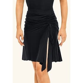 Women's Latin Dance Practice Skirt - Ruched Side Drawstring Design for Salsa, Rumba  Cha-Cha