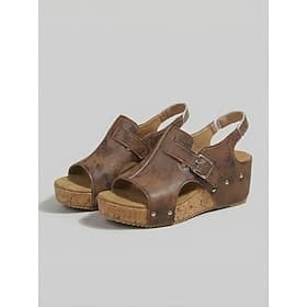 Women's Brown Platform Wedge Sandals – Adjustable Strap Open Toe Casual Sandals for Travel, Garden, Outdoor  Daily Wear