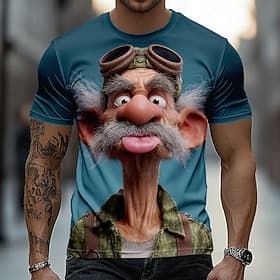 Per uomo Ombre Vecchio Uomo Maglietta Manica Corta maglietta Stampa 3D Girocollo Camicia Divertente Casuale Quotidiano Streetwear Blu Arancione Cachi Estate Pr