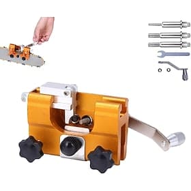 Chainsaw Chain Sharpening Jig Sharpener, Portable Hand Crank Chainsaw Chain Sharpener Set, Portable Household Hardware Tool, for Chain Sharpening (Yellow)