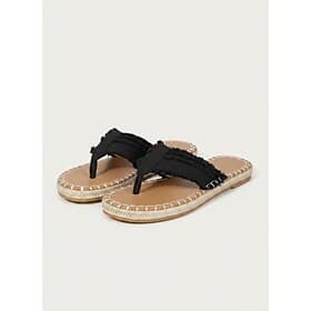 Blue Frayed Strap Flip Flops for Women – Comfortable Casual Beach Sandals with Espadrille Sole – Perfect for Summer Vacations