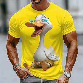 Per uomo Animale Anatra Maglietta Manica Corta maglietta Stampa 3D Girocollo Camicia Divertente Casuale Quotidiano Streetwear Blu Bianco Giallo Estate Primaver thumbnail 2