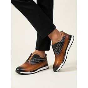 Men's Brown Leather Sneakers with Floral Accents, Trendy Wedding Shoes, Perfect for Groom  Wedding Attendees