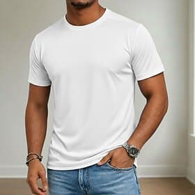 Men's T Shirt Tee Top Short Sleeve Crew Neck Summer Spring All Seasons Plain Minimalist Casual Athletic Quick Dry Slim Casual Daily Sports Light Blue Black Whi