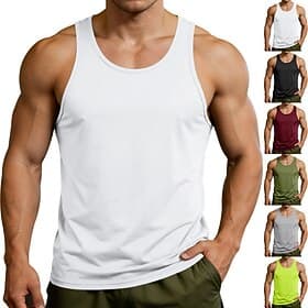 Men's Tank Top Vest Undershirt Sleeveless Shirt Sleeveless Scoop Neck Summer Spring Plain Fashion Classic Comfortable Plain Casual Gym Street Wine Top Tee for