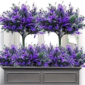 12pcs Vibrant Purple Artificial Flower Bouquets with UV Protection, Realistic Artificial Greenery Plants, Suitable for Indoor and Outdoor Decoration, Perfect f