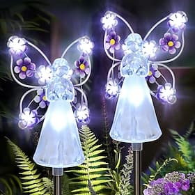 Solar Angel Garden Stake Lights, Angel Solar Lights Outdoor Garden, Eternal Light Angel with 7 LEDs for Cemetery Grave Decorations, Memorial Gift, Christmas Ya