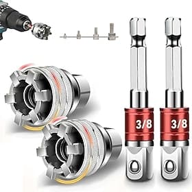 Adjustable Universal Socket Wrench Tool Set, Multi-Function 10mm-19mm Universal Maintenance Socket for 3/8 Drive Ratchet, Torque Wrench  Power Drill 2 Sets