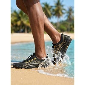 Men's Black Quick-Dry Water Shoes Lightweight Breathable Aqua Sneakers Non-Slip Beach Footwear for Water Activities, Swimming, Beach Walking, River Trekking, K