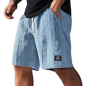 Men's Shorts Summer Shorts Beach Shorts Casual Shorts Jacquard Pocket Elastic Waist Jacquard Comfort Breathable Knee Length Casual Outdoor Beach Vacation Fashi
