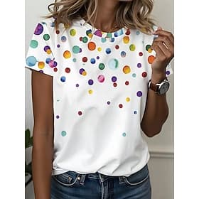 Femmes T-shirt Imprimé Rayé Graphique Géométrique Rayé ancien Mode Élégant Manche Courte Col ras du cou Hauts Réguliers Quotidien Blanche Vert Été Printemps
