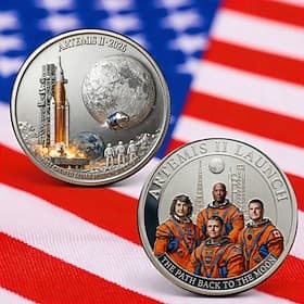 Artemis II Lunar Mission Commemorative Coin, Space Exploration Collectible Challenge Coin, Moon Landing Memorabilia Silver Coins for Home Decor, Collector, Ast thumbnail 2