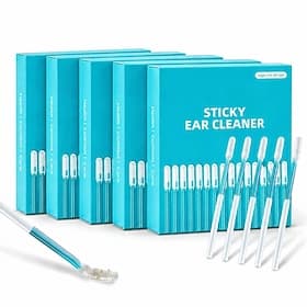 5 Boxes/120 Pcs Ear Cleaner Sticky Pick Reusable Ear Cleaning Tools with Soft Rubber Head, Gentle Adhesive Ear Pick for Ear Wax Cleaning, Home Personal Care Hy