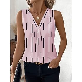 Femmes Débardeur Graphique Géométrique Élégant ancien Tropical Sans manches Col en V Hauts Réguliers Quotidien Blanche Rose Claire Violet Vert Gris Été Printem