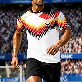 Germany Style Men's Soccer Jersey Geometric Athletic Summer Short Sleeve T-Shirt UPF 50 Quick Dry Breathable mesh fabric 2026 Soccer Fan Tee Tournament Footbal