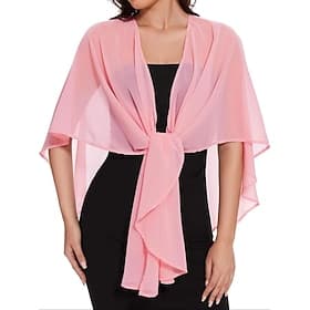Shawls Shrug Mother's Wraps Bridal's Wraps Wedding Guest 's Wraps Elegant Ladies Formal Style Sleeveless Chiffon Wedding Wraps With Pure Color For Daily Spring