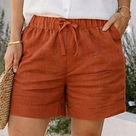 Women's Shorts Summer Shorts Beach Shorts Casual Shorts Vacation Fashion Casual Daily Short High Waist Solid Color Plain Drawstring Pocket Elastic Waistband Co thumbnail 2
