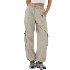 Femmes Pantalons Cargo Pantalons Pantalon décontracté Actif Vacances Mode Longueur complète Taille Moyenne Couleur Unie Uni Cordon de serrage Avec Poches Ceint